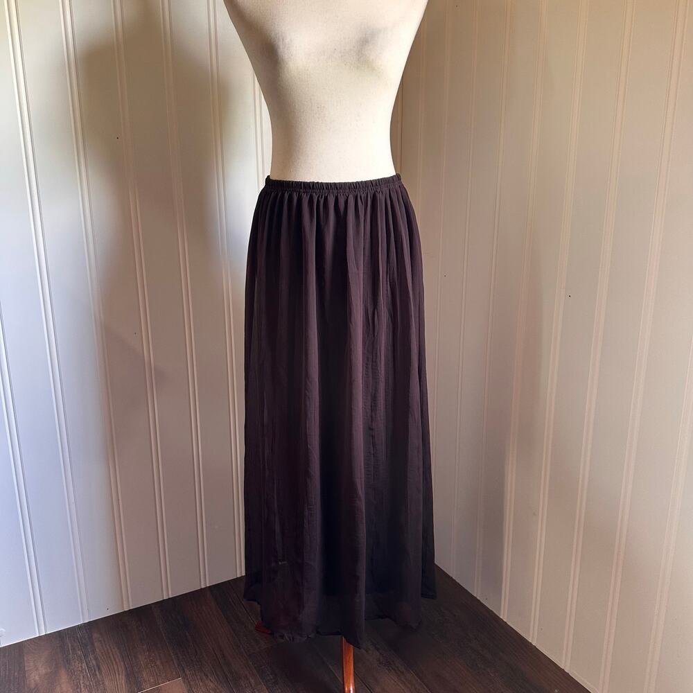 Vintage 90s Volup Boho Brown Maxi Skirt 18/20W